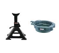 KS TOOLS 160.0371 Chandelles À Crémaillères - 6 Tonnes - 2 Pcs & 150.9360 Bac de récupération en matière Plastique pour huiles 17 L