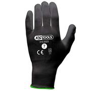 KS Tools - 310.0323 - Lot de 12 paires de gants de travail en polyuréthane noirs, T.7 EN 388