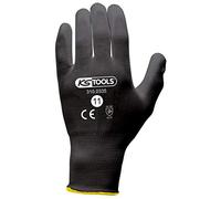 KS Tools - 310.0335 - Lot de 12 paires de gants de travail en polyuréthane noirs, T.11 EN 388