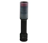 KS Tools 515.0619 - Douille à chocs 6 pans extra-longue pour jantes aluminium - Gamme SlimPOWER, 21 mm - Spécial montage/démontage de roue - En Chrome-Molybdène - Rouge