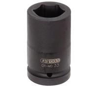 KS Tools 515.1834 - Douille longue à chocs 6 pans 1" - 34mm - En Chrome Molybdène - Tête brunie - Uniquement pour utilisation à chocs