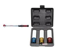 Ks Tools 516.6042 1/2 Ergotorque - Precision Clé Dynamométrique, 40-200 Nm - Avec Tête à Cliquet à Bouton Quick-Lock & 515.1005 Jeu de 3 douilles à chocs pour jantes aluminium, 17, 19, 21 mm