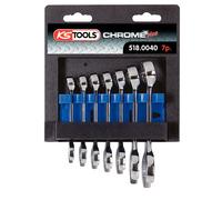 Ks Tools 518.0040 - Jeu de 7 Clés mixtes courtes métriques - sur support- Gamme CHROMEplus® - En Acier Vanadium - Finition chromée