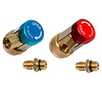 KS Tools - 550.1200 - Jeu de deux raccords haute et basse pression 12 mm avec adaptateur 1/4 - Gaz R1234YF - Tête pivotante à 360°