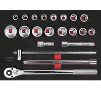 KS Tools 711.1034 - Module de douilles et accessoires 3/4'' - Pour servantes et établis - Empreinte des outils découpée au laser - Mousse imputrescible - 21 pièces