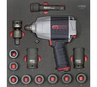 KS Tools 712.1013 - Module de douilles et clé à chocs pneumatique 3/4" - Empreinte des outils découpée au laser - Résistant aux huiles et produits chimiques - Mousse imputrescible - 13 pièces