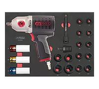 KS TOOLS - 712.1020 hoc pneumatique monster 1/2'' avec jeu de douilles et accessoires - Boulonneuse à choc haute performance - Visseuse à choc électrique - Module servante et établi - 20 pcs