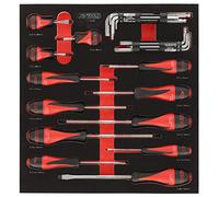 KS Tools 712.5028 - Module de Vissage, 28 Pièces - Module pour Établi ou Servante d’Atelier - Empreinte d’Outils Découpée au Laser - Composition d’Outils de Vissage pour Servante