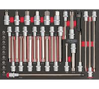 KS Tools 712.5038 - Module d'embouts longs pour la mécanique 1/4'' - 1/2'' - Pour servantes et établis - Empreinte des outils découpée au laser - Mousse imputrescible - 38 pièces