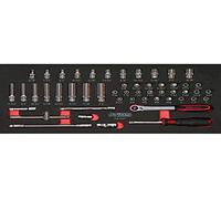 KS Tools 713.1021 - Module de douilles et accessoires 1/4'' - Gamme ULTIMATE® - Empreinte des outils découpée au laser - Mousse imputrescible 51 pièces