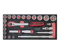KS Tools 713.1025 - Module de douilles et accessoires 1/2'' - Gamme ULTIMATE® - Empreinte des outils découpée au laser - Mousse imputrescible 24 pièces