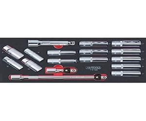 KS Tools 713.1026 - Module de douilles longues et accessoires 1/2" - Empreinte des outils découpée au laser - Résistant aux huiles et produits chimiques - Mousse imputrescible - 17 pièces
