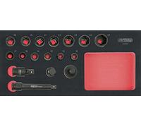 KS Tools 713.1031 - Module de douilles à chocs 1/2'' - Pour servantes et établis - Empreinte des outils découpée au laser - Mousse imputrescible - 17 pièces