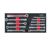KS TOOLS - 713.2011 - Module clés à pipes débouchées métriques - 11 pièces - clé à pipes hexagonales 6 pans - 8-19 mm - Tête coudée à 90° - module pour servante d'atelier et établi