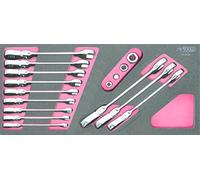 KS Tools 713.2028 - Module de clés mixtes à cliquet à tête inclinable à verrouillage - Gamme GEARplus® - Avec adaptateurs - 16 pièces