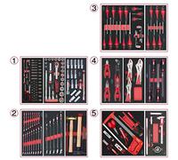 KS Tools 714.0187 - Composition d'outils 5 tiroirs pour servante - Empreinte des outils découpée au laser - Résistant aux huiles et produits chimiques - Mousse imputrescible - 187 pièces