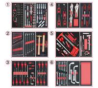 KS Tools 714.0202 - Composition d'outils 6 tiroirs pour servante - Empreinte des outils découpée au laser - Résistant aux huiles et produits chimiques - Mousse imputrescible - 202 pièces