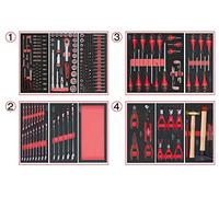 KS Tools 714.0241 - Composition d'outils 4 tiroirs pour servante - Empreinte des outils découpée au laser - Résistant aux huiles et produits chimiques - Mousse imputrescible - 241 pièces