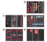 KS Tools 714.0283 - Composition d'outils de service rapide 5 tiroirs pour servante - Empreinte des outils découpée au laser - Résistant aux huiles et produits chimiques - Mousse imputrescible - 283 pièces