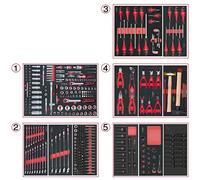 KS Tools 714.0380 - Composition d'outils 5 tiroirs pour servante - Empreinte des outils découpée au laser - Résistant aux huiles et produits chimiques - Mousse imputrescible - 384 pièces