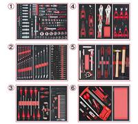 KS Tools 714.0452 - Composition d'outils 6 tiroirs pour servante - Empreinte des outils découpée au laser - Résistant aux huiles et produits chimiques - Mousse imputrescible - 455 pièces