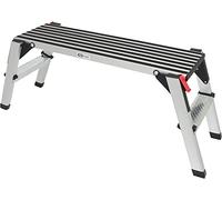 KS TOOLS 800.0960 - Marchepied Aluminium - Marche Pied Pliable - Grande Plateforme Stable - Deux Marches sur Chaque Coté - Pliable pour Gain de Place - Plateforme de Travail - Protection en PVC Noir