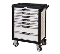 KS TOOLS - 803.0007 - Servante d'atelier Vide Ultimate 7 tiroirs - Caisse à Outil - Couleur Blanche - Plateau INOX - Porte flacons