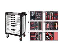 KS Tools - 803.7452 - Servante d'atelier complète ULTIMATE 7 tiroirs equipée de 455 outils - boîte à outils complète - Couleur Blanche - porte flacons