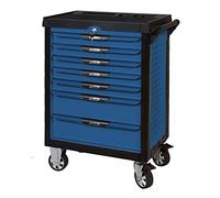 KS Tools 804.7202 - Servante d'atelier 7 tiroirs - Gamme ULTIMATE® - Système de fermeture centralisé par serrure - 4 roues robustes - Equipée de 202 outils - Couleur Bleue