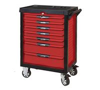 KS TOOLS - 809.0007 - Servante d'atelier Vide Ultimate 7 tiroirs - Caisse à Outil - Couleur Rouge - Plateau INOX - Porte flacons