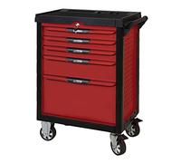 KS Tools 809.5158 - Servante d'atelier 5 tiroirs - Gamme ULTIMATE® - Système de fermeture centralisé par serrure - 4 roues robustes - Equipée de 158 outils - Couleur Rouge