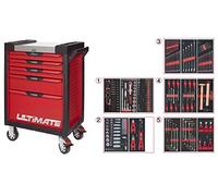 KS Tools - 809.7311 - Servante d'atelier complète ULTIMATE 7 tiroirs equipée de 311 outils - caisse à outils complète - couleur rouge - plateau inox -porte flacons