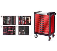 KS Tools 809.9263 - Servante d'atelier 9 tiroirs - Gamme ULTIMATE® - Système de fermeture centralisé par serrure - 4 roues robustes - Equipée de 263 outils - Couleur Rouge