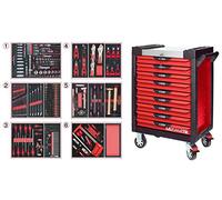 KS Tools 809.9452 - Servante d'atelier 9 tiroirs - Gamme ULTIMATE® - Système de fermeture centralisé par serrure - 4 roues robustes - Equipée de 455 outils - Couleur Rouge