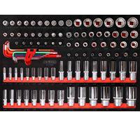 KS Tools Jeu de clés à douille 1/4'' + 3/8'' + 1/2'' dans insert en mousse, 99 pcs, en pouces KS Tools Quantité:1