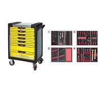 KS Tools 814.7241 - Servante d'atelier 7 tiroirs - Gamme ULTIMATE® - Système de fermeture centralisé par serrure - 4 roues robustes - Equipée de 241 outils - Couleur Grise et Jaune