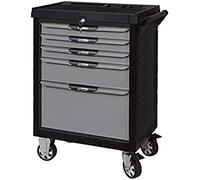 KS Tools 816.5158 - Servante d'atelier 5 tiroirs - Gamme ULTIMATE® - Système de fermeture centralisé par serrure - 4 roues robustes - Equipée de 158 outils - Couleur Grise et Noire