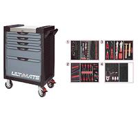 KS Tools 816.5263 - Servante d'atelier 5 tiroirs - Gamme ULTIMATE® - Système de fermeture centralisé par serrure - 4 roues robustes - Equipée de 263 outils - Couleur Grise et Noire