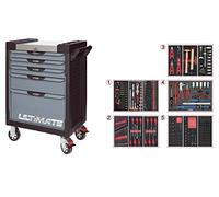 KS Tools 816.5283 - Servante d'atelier 5 tiroirs - Gamme ULTIMATE® - Système de fermeture centralisé par serrure - 4 roues robustes - Equipée de 283 outils - Couleur Grise et Noire