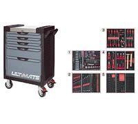 KS Tools 816.5380 - Servante d'atelier 5 tiroirs - Gamme ULTIMATE® - Système de fermeture centralisé par serrure - 4 roues robustes - Equipée de 384 outils - Couleur Grise et Noire