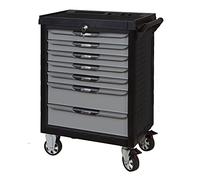 KS Tools - 816.7380 - Servante d'atelier complète ULTIMATE 7 tiroirs equipée de 384 outils - caisse à outils complète - Couleur noir et grise - plateau inox - porte flacons