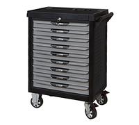 KS Tools 816.9241 - Servante d'atelier 9 tiroirs - Gamme ULTIMATE® - Système de fermeture centralisé par serrure - 4 roues robustes - Equipée de 241 outils - Couleur Grise et Noire