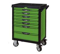 KS TOOLS 817.0007 - Servante d'atelier 7 tiroirs - Gamme Ultimate® - Système de Fermeture centralisé par Serrure - 4 Roues Robustes - Plan de Travail en INOX - Couleur Verte