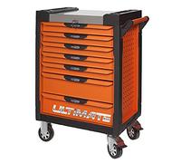 KS TOOLS - 819.0007 - Servante d'atelier Vide Ultimate 7 tiroirs - Caisse à Outil - Couleur Orange- Plateau INOX - Porte flacons