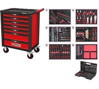 KS Tools Servante d'atelier RACINGline 826.7598 – 7 tiroirs, 598 outils – Noir/Rouge
