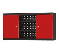 KS Tools 865.0009 - Plateau mural pré-percé pour fixation de crochets et accessoires - Avec 2 portes - Pour le rangement d'outils supplémentaires - Pour un rangement clair - En tôle d'acier