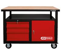 KS Tools 865.0101 Etabli roulant d'atelier professionnel 1 porte et 3 tiroirs