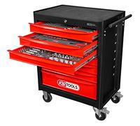 KS Tools Servante d'atelier Ecoline – 7 tiroirs, 215 outils, acier allié, noir/rouge