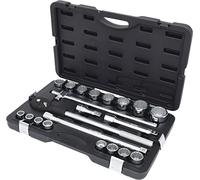 KS Tools 911.0751 - Coffret de douilles 12 pans et accessoires 3/4'' - Système FlankTraction - En Chrome Vanadium - Finition Satinée - 21 pièces