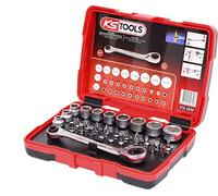 KS Tools Coffret douilles traversantes 1/4 918.3050 – 5–14 mm, ultra compact, cliquet 15°, 31 pièces